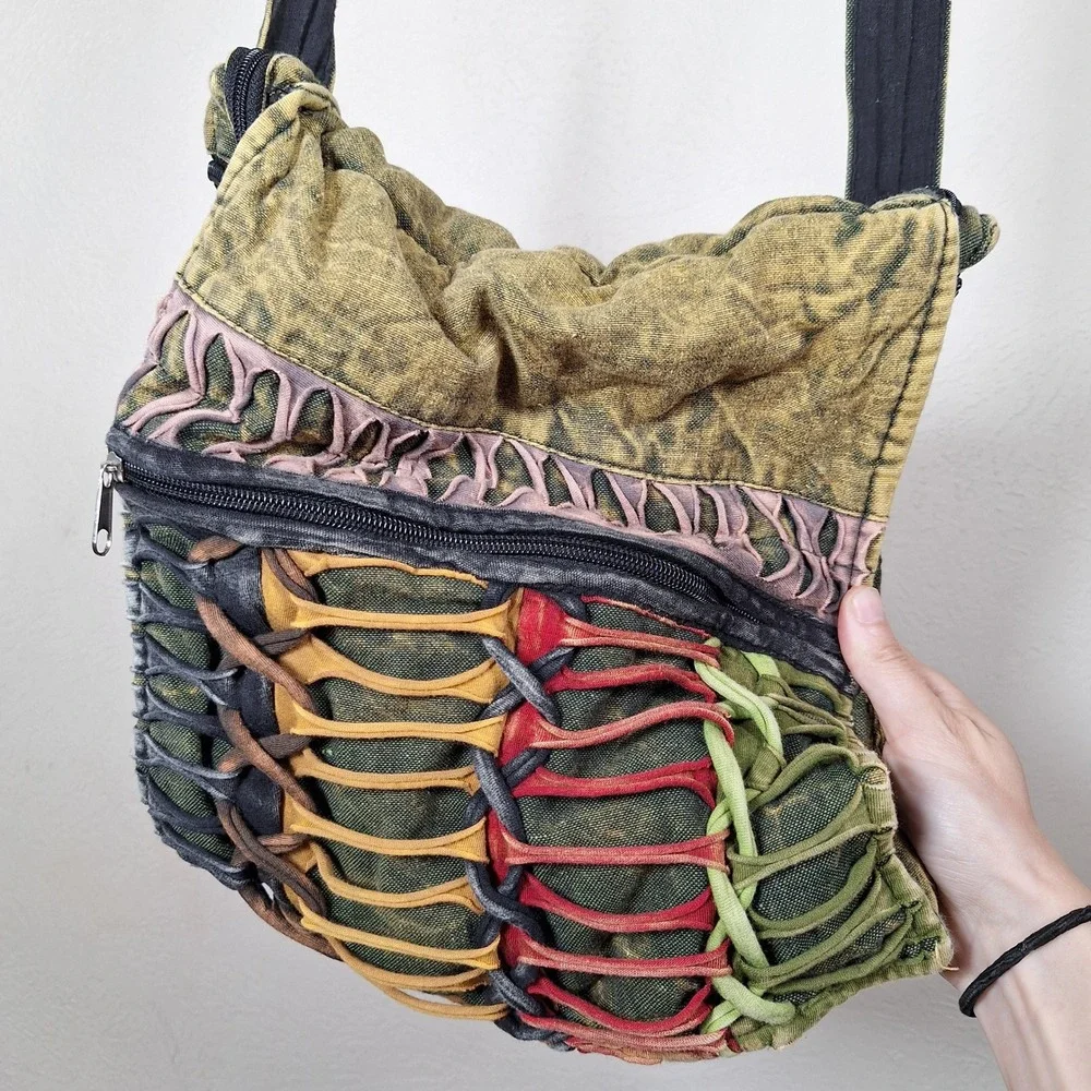 Festival Hobo Bag Hippie Stoner Boho Fairy Goblin Razor Cut Earth Tones